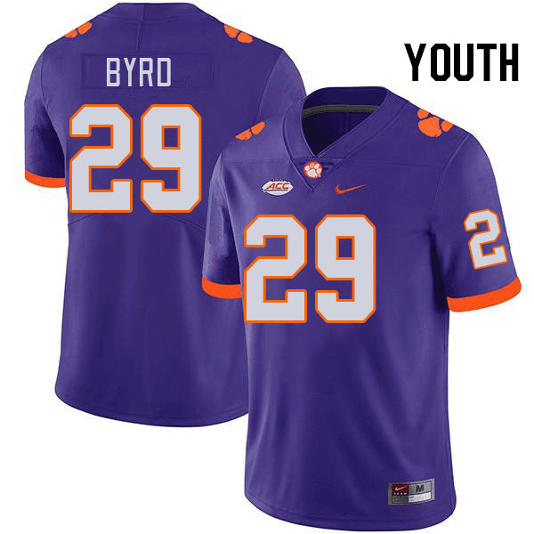 Youth #29 Chase Byrd Clemson Tigers College Football Jerseys Stitched-Purple